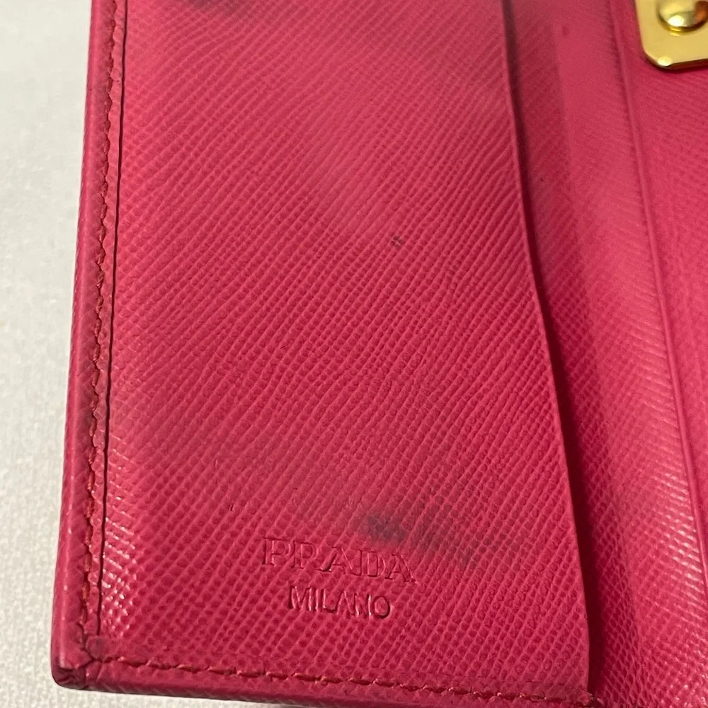 Prada Pink Saffiano leather key case